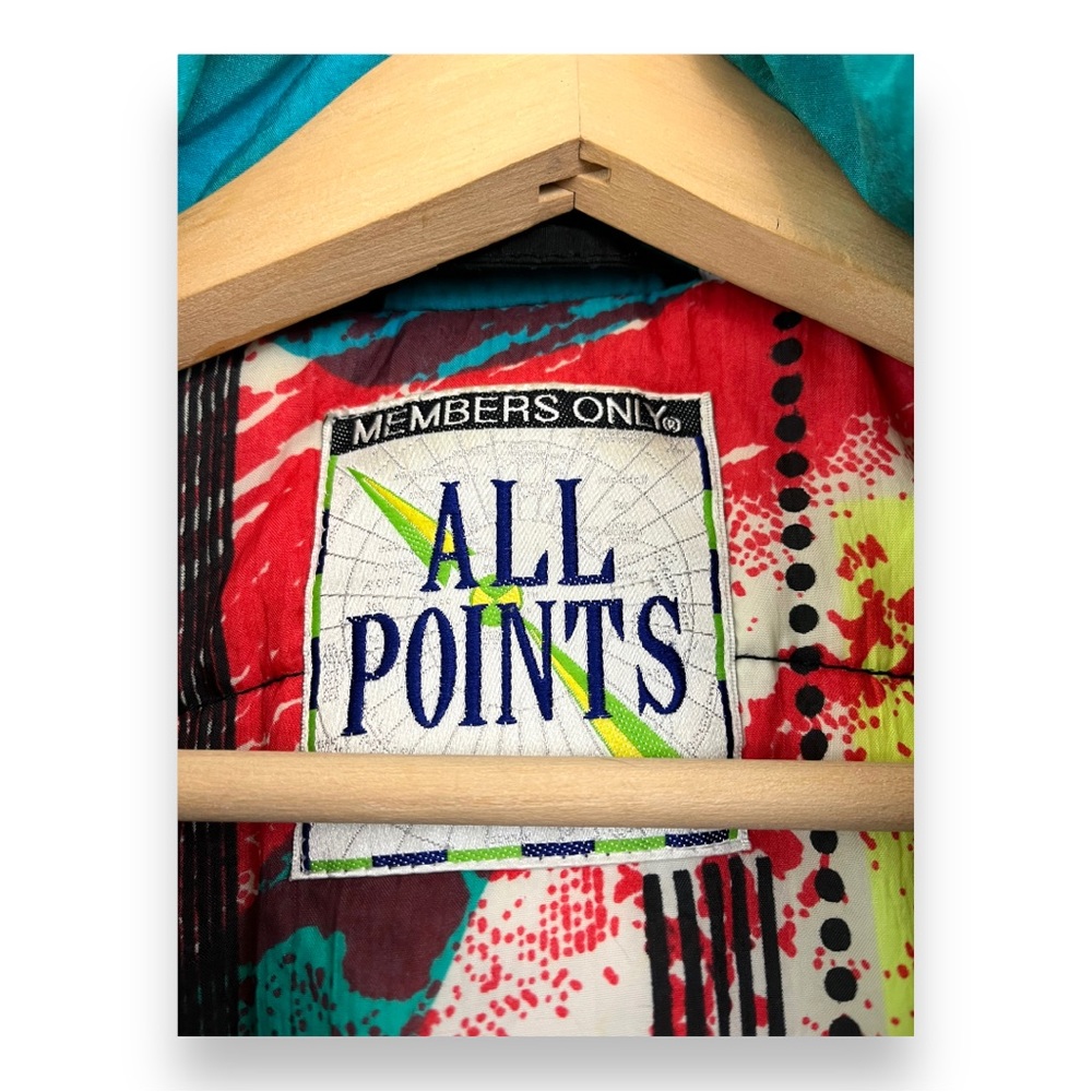 Vintage Members Only All Points Color Bomb Graphic Print Retro Ski Jacket 1980’s - Picture 5 of 16